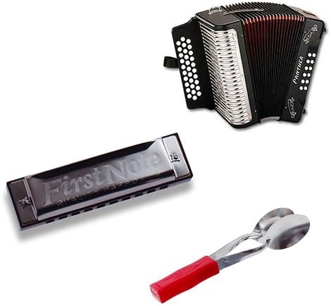 Americana Music Accordion Bundle - Hohner Panther Accordion, Harmonica & Spoons Suite