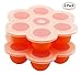 Qooble Silicone Baby Food Freezer Containers, 2-PACK Storage Trays with Clip On Lid (Orange)