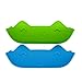 Waterproof Silicone Baby Bibs with Comfortable Fabric Neck, Easi-roll Feeding Bib with Food Catcher Pocket, 2 Pack, Blue/Green, Homwe