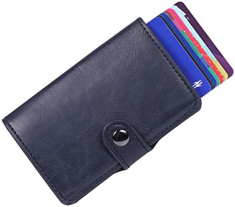 Bojly Credit Card Holder, Card Wallet with Money Clip Anti- RFID and NFC Scan, 2 Anti-Theft Cases of Crazy Horse Leather and Aluminum Credit Card Protector Supports 8 Cards for Men and Women