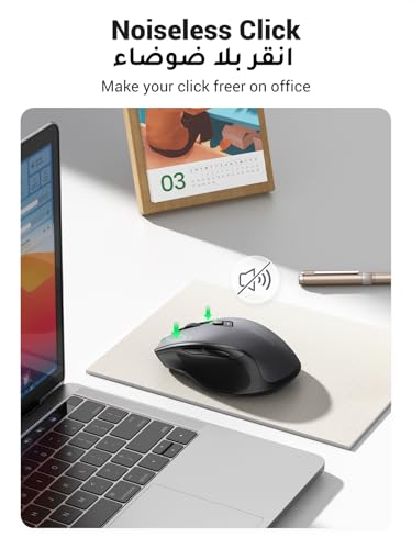 UGREEN Wireless Mouse (Bluetooth5.4+2.4GHz), Rechargeable, Long Battery Life, Ergonomic Silent Mouse, 5 Adjustable 4000 DPI, For Office/Home/Study, Compatible with Windows, macOS, iOS, Android, Linux