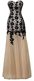 Etosell Long Lace Womens Evening Dresses US8 Black and Champagne 4 Black
