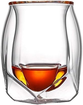 Whiskey Glass Wine Cup Scotch Creative Double Wall Winetaster RUM XO Chivas Regal for Bar Home Party (Capacity : 180ML, Quantity : 2 Pcs)