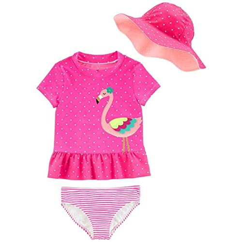 Carter's 3 Piece Little Girls' Swimsuit Set, Rash Guard, Hat Pricepulse