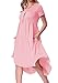 levaca Womens Summer Short Sleeve Swing Loose Beach Casual Shift Dress Pink L