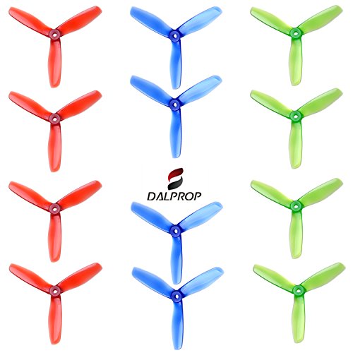 FalcoRC DALPROP Crystal Tri-Blade High-Speed Propeller 3 Leaf Props T5045 Mega-Pack 6Pairs/12pieces(6CW/6CCW) for Drone Quadcopter FPV RC Racing(Red/Green/Blue)