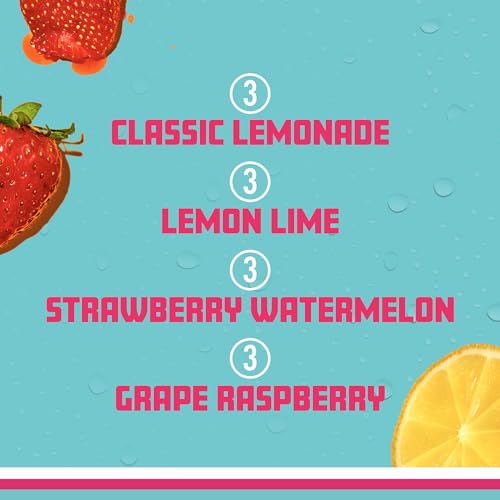 SPARKLING ICE BLUE VARIETY PACK, ZERO SUGAR SPARKLING WATER, WITH VITAMINS AND ANTIOXIDANTS, 17 FL OZ, 12 COUNT (CLASSIC LEMONADE, STRAWBERRY WATERMELON, GRAPE RASPBERRY, LEMON LIME)