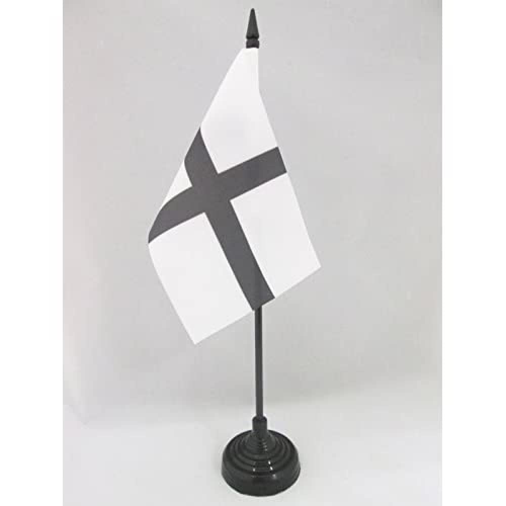 AZ FLAG - Brittany Kroaz Du Table Flag 4'' x 6'' - Breton Office Mini Banner 100% Polyester 15 x 10 cm - Mini Desk Flag with 10'' Pole and Black Plastic Base