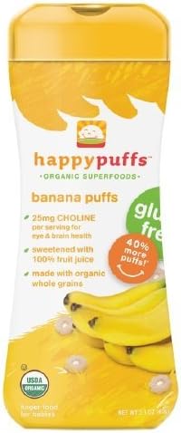 Happy Puffs Organic Puffs Finger Food for Babies, Banana 2.1 oz by Happy Puffs