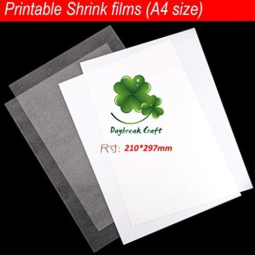 3MM Printable Shrink Films A4 Size Plastic Sheet for Ink Jet Printer- DIY Handicraft Supplies (10 Pieces/lot) (White)