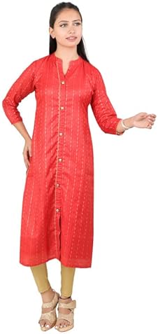 YPINKZ Women's Semi Silk Straight Cotton Solid Kurti Women's