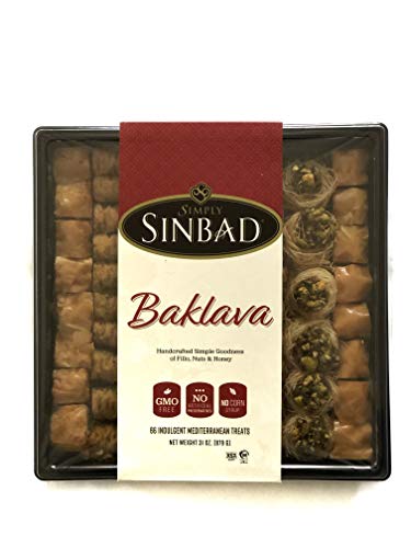 Simply Sinbad Baklava Sinbad Baklava Assortment, Mediterranean Dessert, 66 pieces 31 oz (879g)
