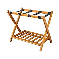 Stony-Edge Luggage Rack Suitcase Stand for Guest Room with Shelf. (Honey Oak)