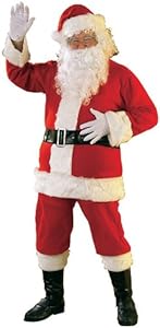 Rubie's Bright Red Flannel Santa Suit With Gloves, Red/White, X-Large