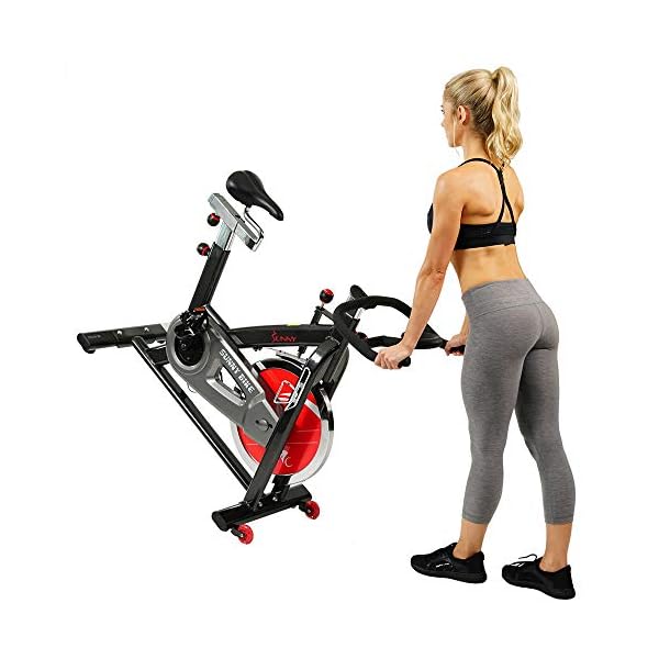 Sunny Health & Fitness Indoor Stationary Exercise Bike, 4-Way Adjustable Seat for Cycling Cardio workout at Home, Optional 49 LB Flywheel, Heavy-Duty & Free SunnyFit App Bluetooth Connect - Image 7