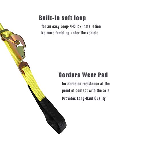 4 Pack 36'' All in One Axle Straps Tie Downs with Adjustable Tire Wheel Tie Down / 4 Pack 36" Axle Straps tie Down with Dring