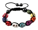 Tibetan Multi-Color Prayer Beads Shamballa Skull Bracelet Wrist Mala
