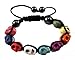 Tibetan Multi-Color Prayer Beads Shamballa Skull Bracelet Wrist Mala