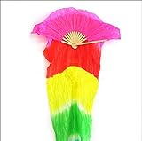France Wispun 1.8m Long Belly Dance Bamboo Fans Veils 8 Colors Right Hand