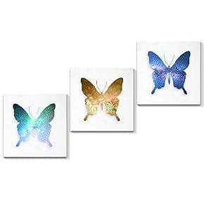 3 Panel Beautiful Butterfly Pictures Home Wall for...