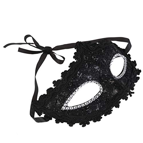 VORCOOL-1Pc-Cristallo-Diamante-Pizzo-Maschera-Maschera-Mascherata-Maschera-Stile-Veneziano-per-Festa-in-Maschera-di-Halloween-Nero