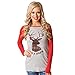 GBSELL Women Casual Deer Letter Cotton Long Sleeve Shirt Tops