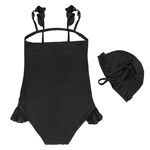 Xplanet Baby Toddler Girl Ruffle Swimsuit-One Piece Swimwear Infant Sunsuits Bathing Suits (1-2T, Boss Black)