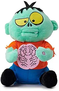 Gemmy Plush Stuffed Animated Monster Munching on Brain Zombie Halloween Decor
