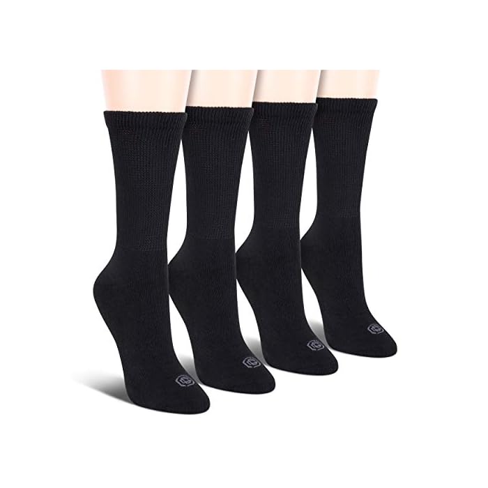 Doctor's Choice Women's Non-Binding Circulatory Diabetic 4 Pack Black Cushioned Quarter Socks, Shoe Size 4-10