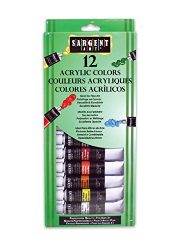 Sargent Art 23-0501 12-Count Tube Acrylic Paint Set, Premium