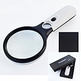 3 LED 5X 20X Handheld Magnifier, Nydotd 3.2 inches Portable Illuminated Magnifyi