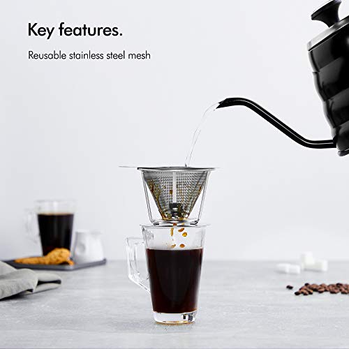 VonShef Kaffee Dripper Kaffeefilter Filterhalter – Feinmaschiger Trichter aus Edelstahl – Coffee Dripper Handfilter… – Bild 5