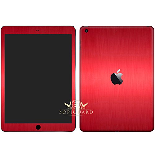 SopiGuard for Apple New iPad 9.7 2017 (A1822) Carbon Fiber Full Body Precision Edge-to-Edge Coverage Easy-to-Apply Vinyl Skins (Brushed Red)