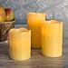 LampLust 3 Beeswax Flameless Pillar Candles with Warm White LEDs, Batteries & Remote Included