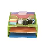 Mind Reader MESHBOX5-GRN Mesh Organizer 5 Desktop Document Letter Tray for Folders, Mail, Stationary, Desk Accessories, Green