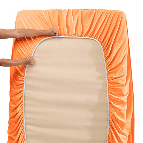 2 Twin+Size+Sheets+Orange+Microfiber