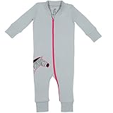 Papallou Baby Girl Zebra Print Jumpsuits, 100% Cotton, Grey, 18 Months