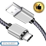 Type-C Charger Cable [2-Pack], KinPond Metal Plug Nylon Braided High Speed Ultra Durable USB-C Charging Cable for Samsung Galaxy, LG, Nexus, Motorola, HTC, Smartphones and More More (10FT)