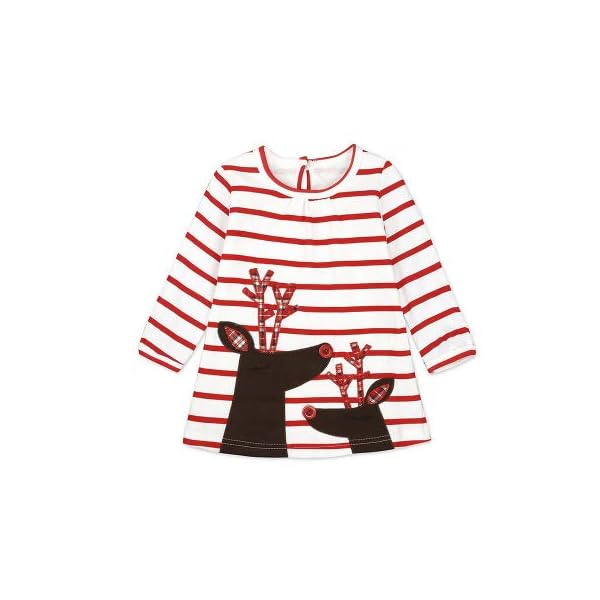 Fashspo Kid Girl Cotton Dress Stripe Long Sleeve Christmas Elk Casual Basic Dress,5T - Image 3