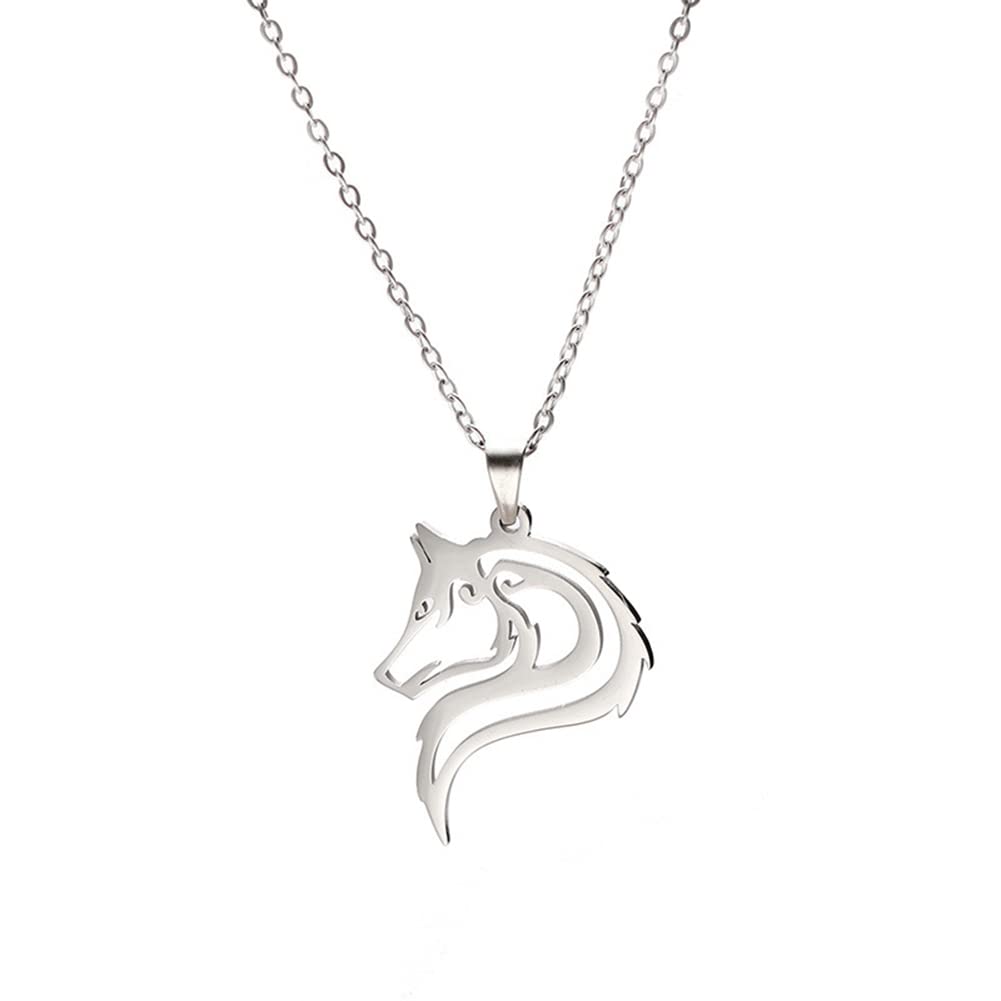 ShiQiao Spl Wolf Necklace for Men Hollow Pendant Silver Necklace for Boys Christmas Birthday Gifts for Boyfriend Son