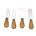 Bastex 4 Piece Cheese Knife Set with Bamboo Wood Handle. Wooden and Stainless Steel Knives and Fork for Cutting Cheeses, Formaggio