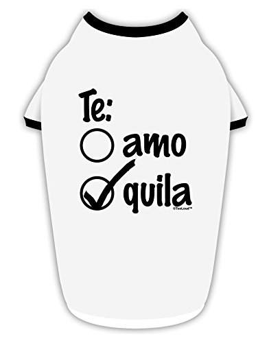 TooLoud Tequila Checkmark Design Cotton Dog Shirt White with Black Medium