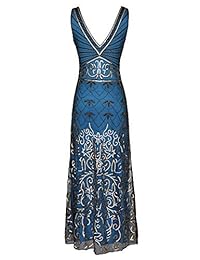 Vestido de noche de sirena de lentejuelas de los años 20, vestido formal de noche, cuello en V