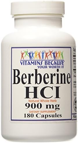Pure and High Potency Berberine; 900mg Per Serving; 180 Capsules by Vitamins Because
