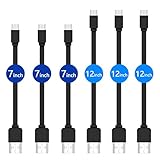 Short USB 2.0 Cable, Jelly Comb Flat Micro USB Charge Sync Cable for Micro USB Devices 6 Pack (3 × 7 Inch, 3 × 12 Inch) - Black