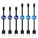 Short USB 2.0 Cable, Jelly Comb Flat Micro USB Charge Sync Cable for Micro USB Devices 6 Pack (3 × 7 Inch, 3 × 12 Inch) - Black