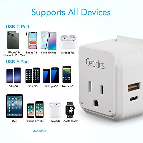Ceptics Israel, Jordan Power Plug Adapter Travel, 20W PD & QC, Safe