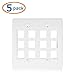 Cable Matters (5-Pack) Double Gang 12-Port Keystone Jack Wall Plate in White