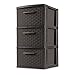 3 Drawer Storage Weave Cart Set of 2 Espresso Plastic Storage Box Organizer NEW