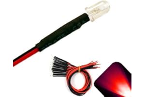 LIGHTHOUSE LEDS 5mm 9v Pre-Wired Red LED - Ultra Bright (7v, 8v, 9v) (Pack of 10)